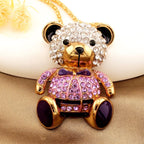 Luxe Crystal Bear Pendant Necklace