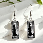 Whimsical Witch Silhouette Drop Earrings