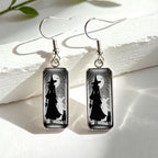 Whimsical Witch Silhouette Drop Earrings