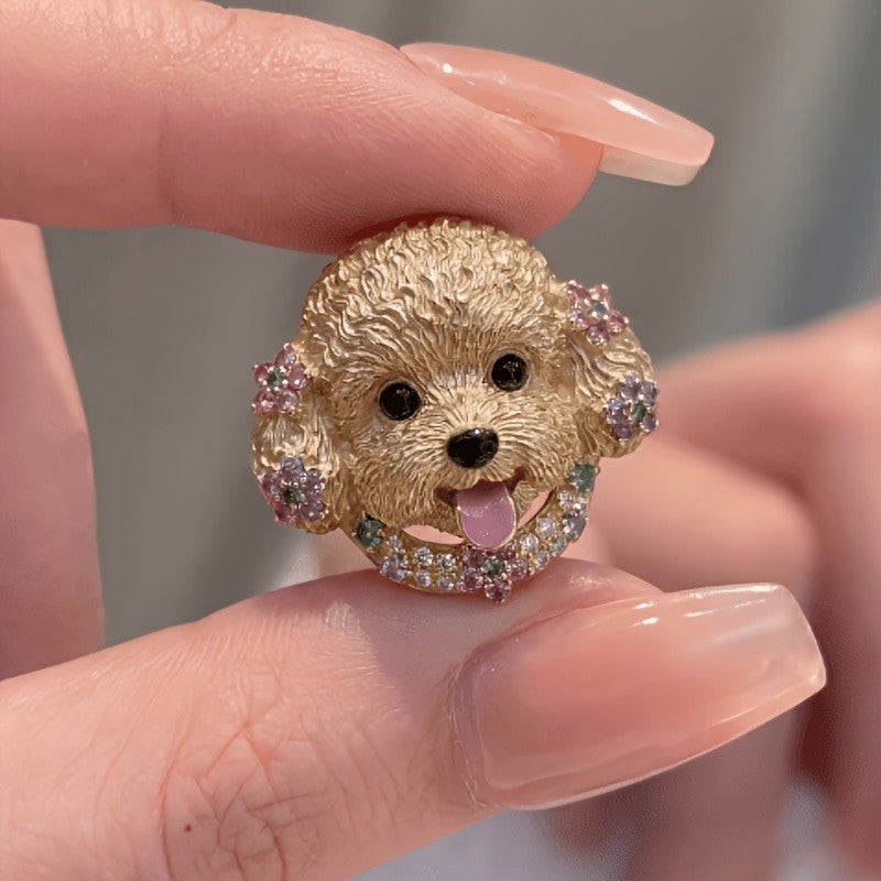 Whimsical Floral Puppy Ring