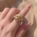 Whimsical Floral Puppy Ring