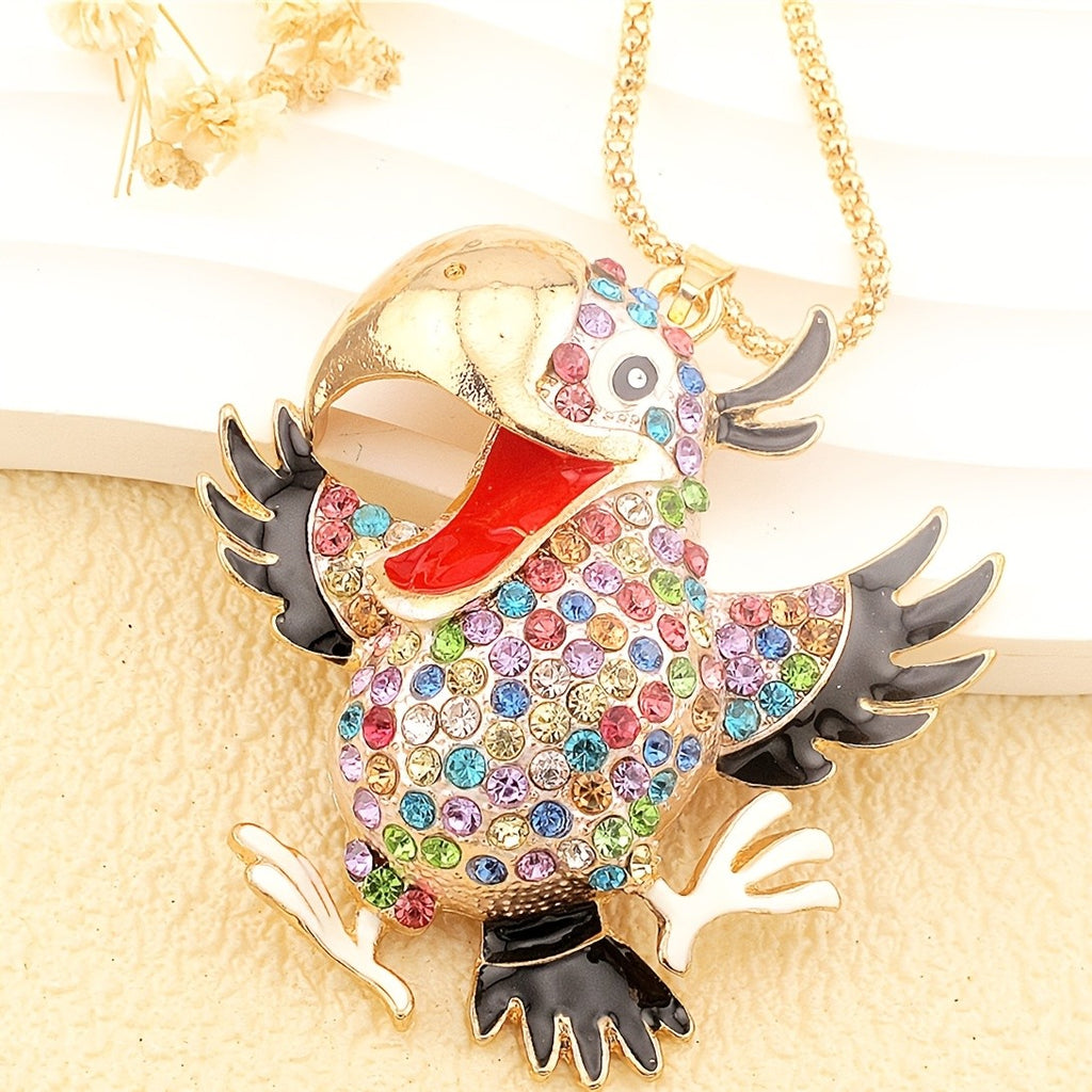 Whimsical Rainbow Parrot Pendant Necklace