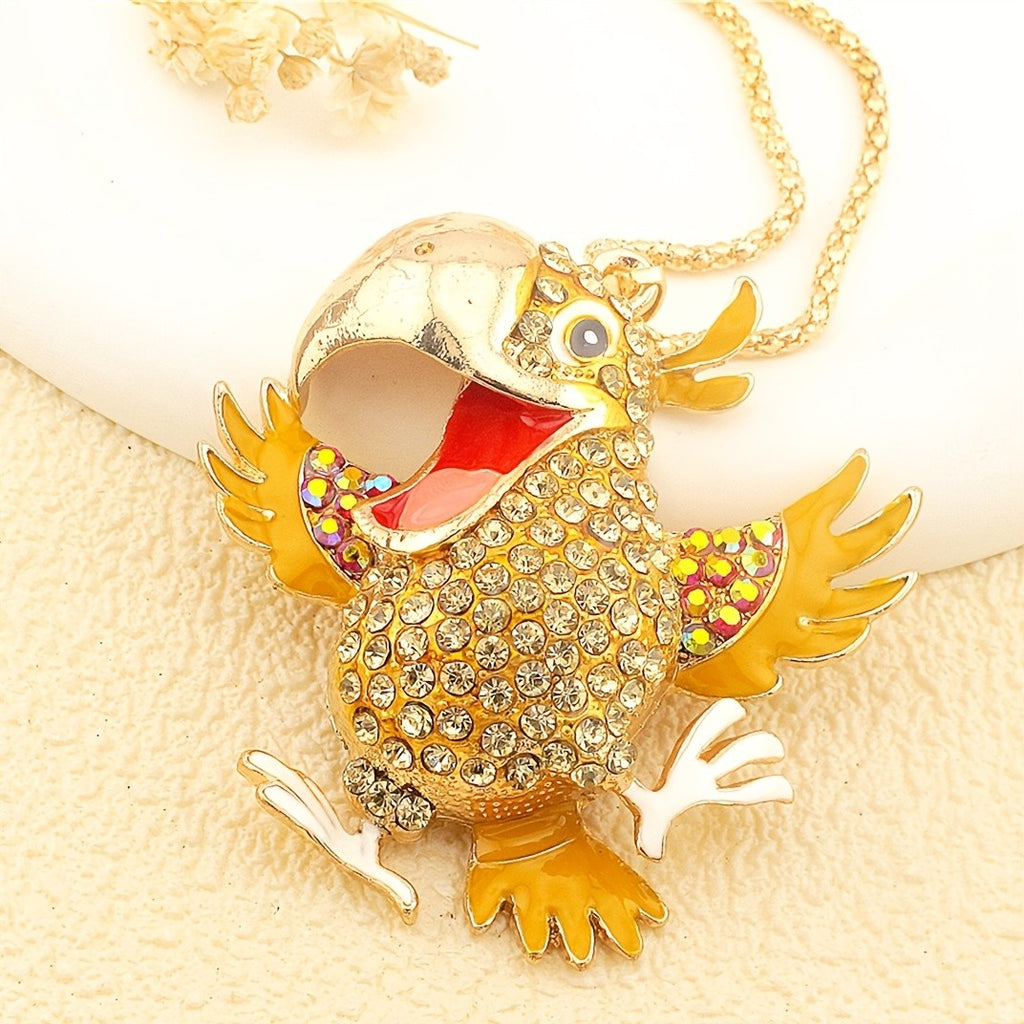 Whimsical Rainbow Parrot Pendant Necklace