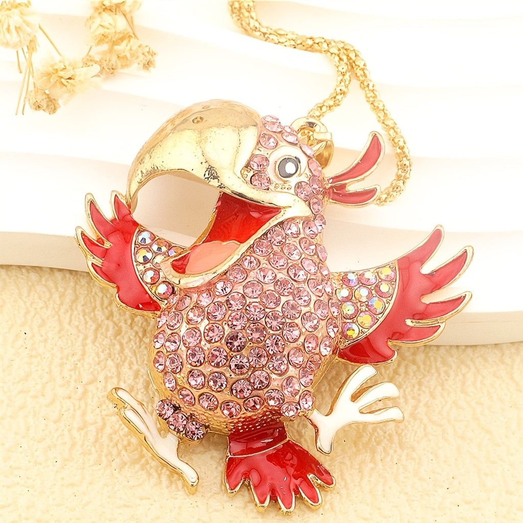 Whimsical Rainbow Parrot Pendant Necklace