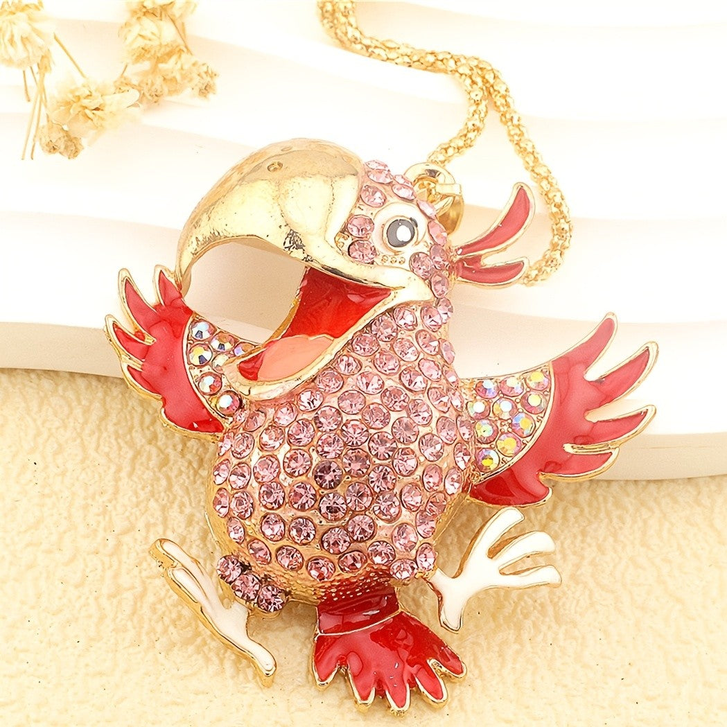 Whimsical Rainbow Parrot Pendant Necklace