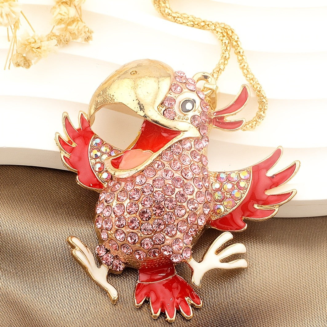 Whimsical Rainbow Parrot Pendant Necklace