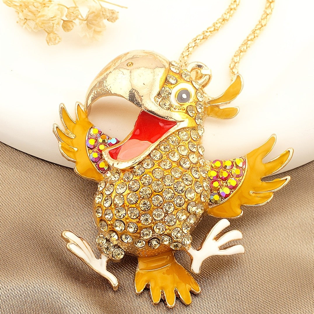 Whimsical Rainbow Parrot Pendant Necklace