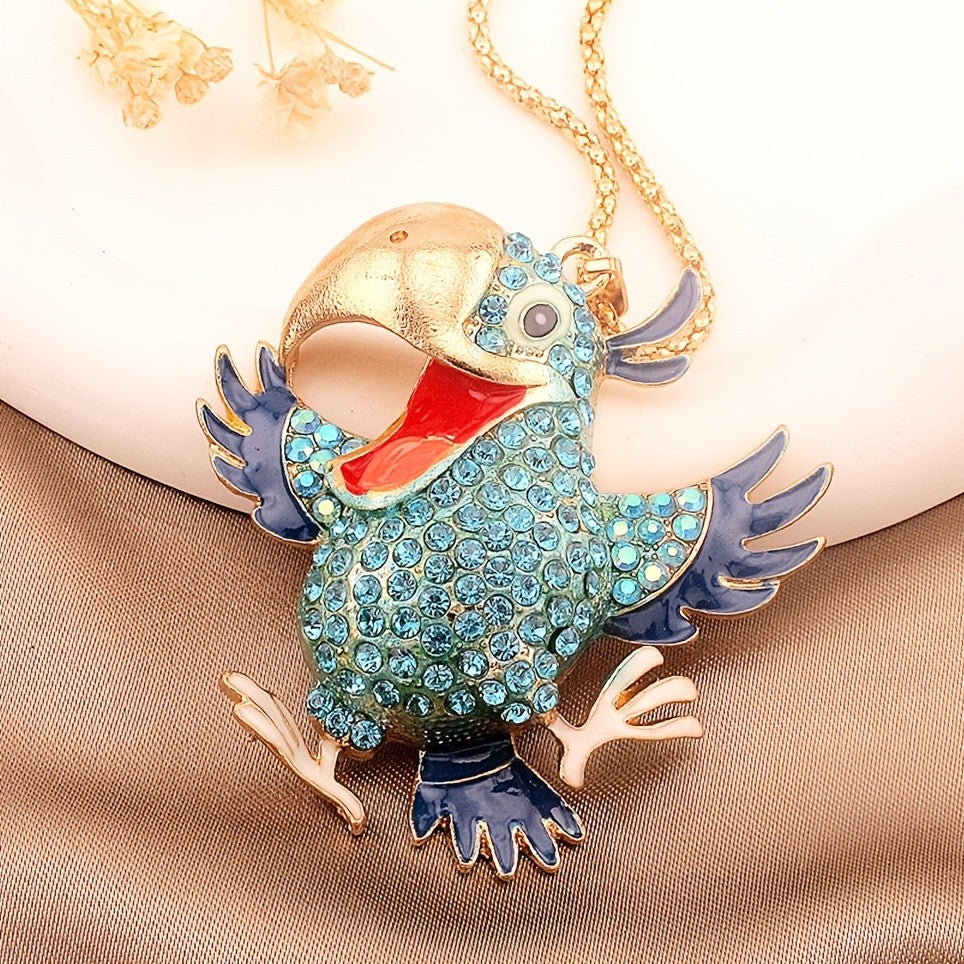 Whimsical Rainbow Parrot Pendant Necklace