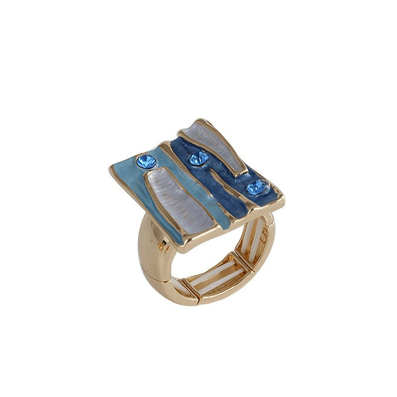 Boho Geometric Glass Statement Ring