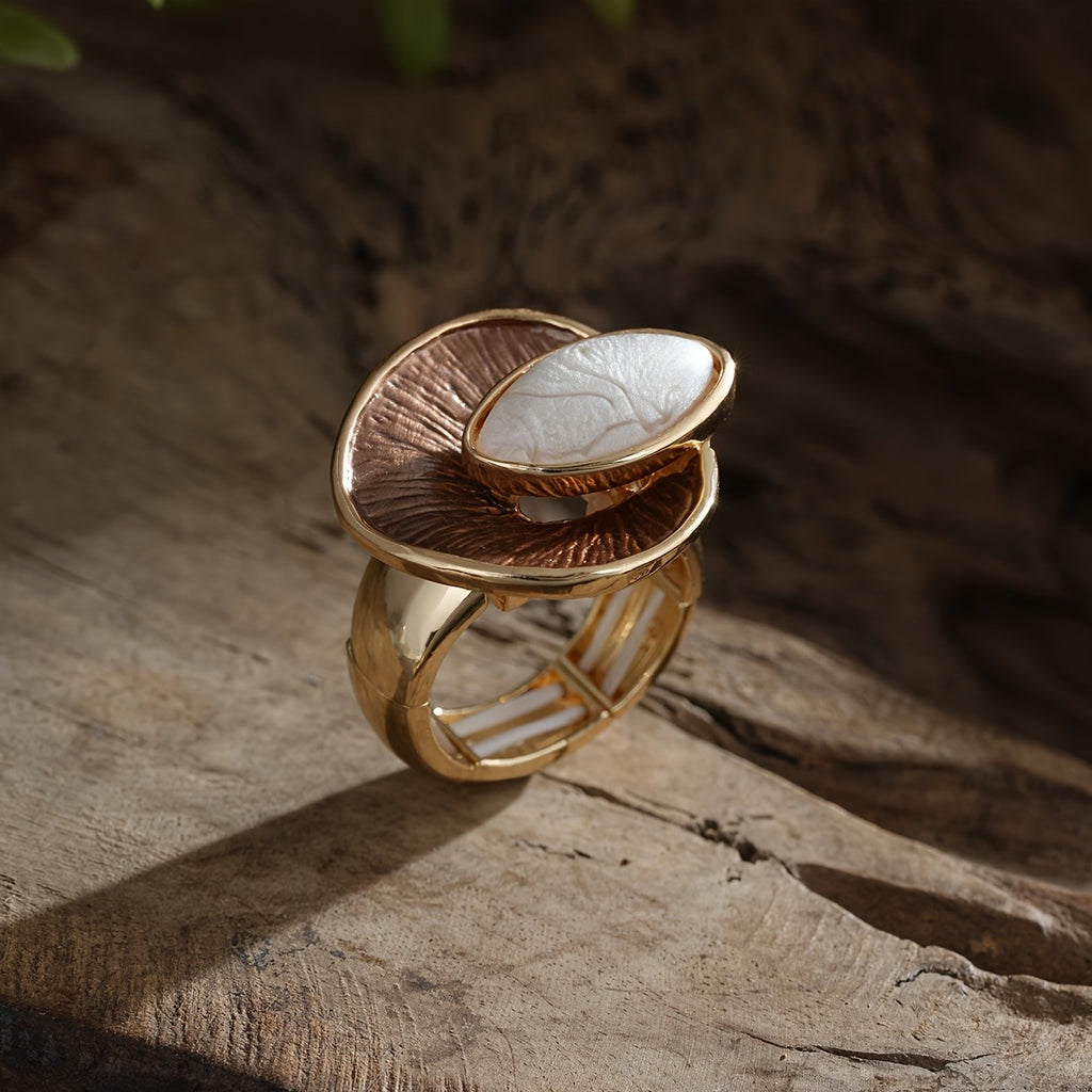 Boho Green Leaf Statement Ring