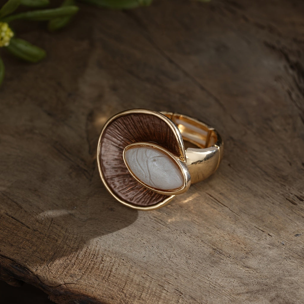 Boho Green Leaf Statement Ring