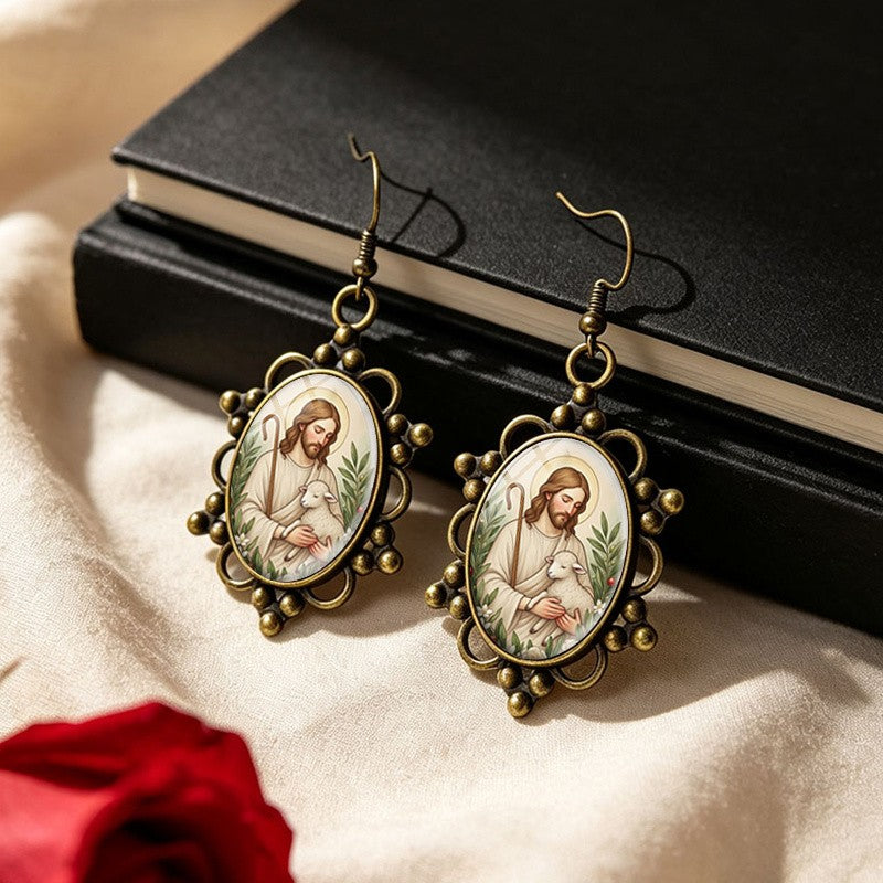 Shepherd Glass Dome Drop Earrings