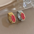 Bold Red Lip Statement Ring