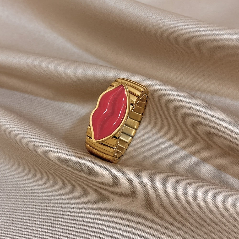 Bold Red Lip Statement Ring