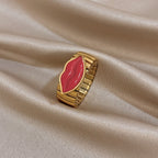 Bold Red Lip Statement Ring