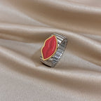 Bold Red Lip Statement Ring