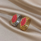 Bold Red Lip Statement Ring