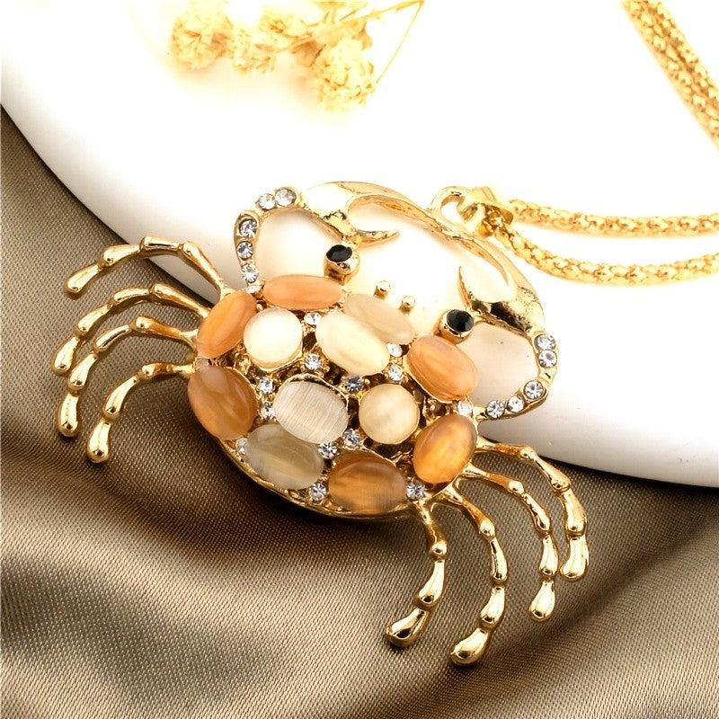 Whimsical Cat Eye Crab Necklace