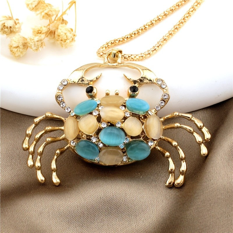 Whimsical Cat Eye Crab Necklace