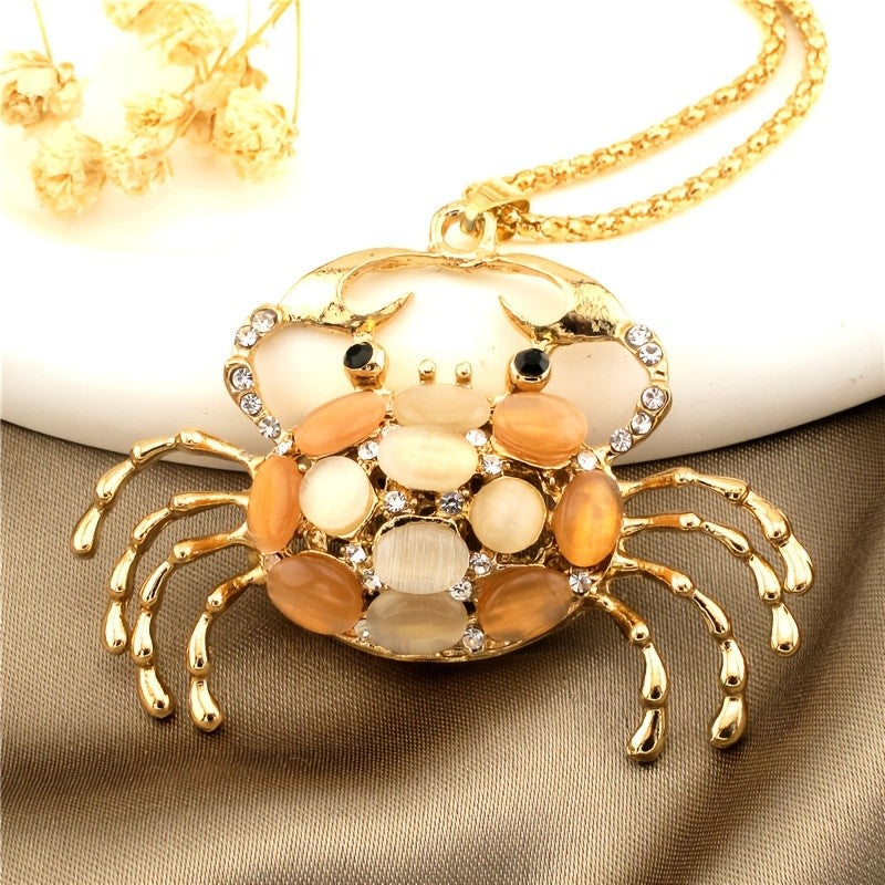 Whimsical Cat Eye Crab Necklace