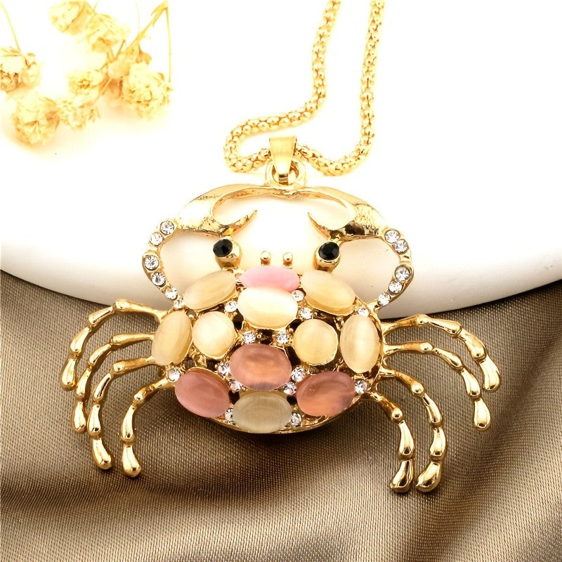 Whimsical Cat Eye Crab Necklace