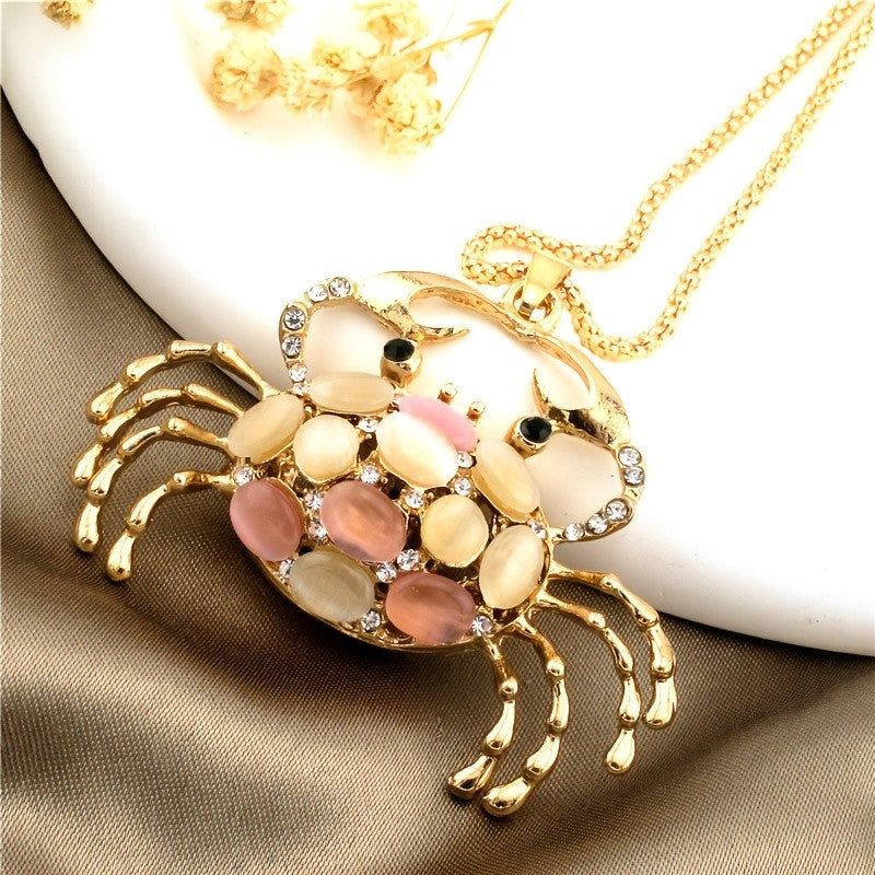 Whimsical Cat Eye Crab Necklace