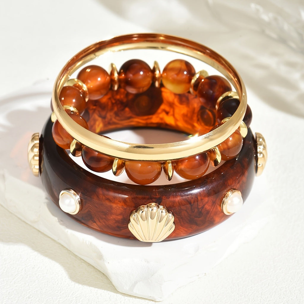 3pc Ocean Drift Shell Bracelet Set