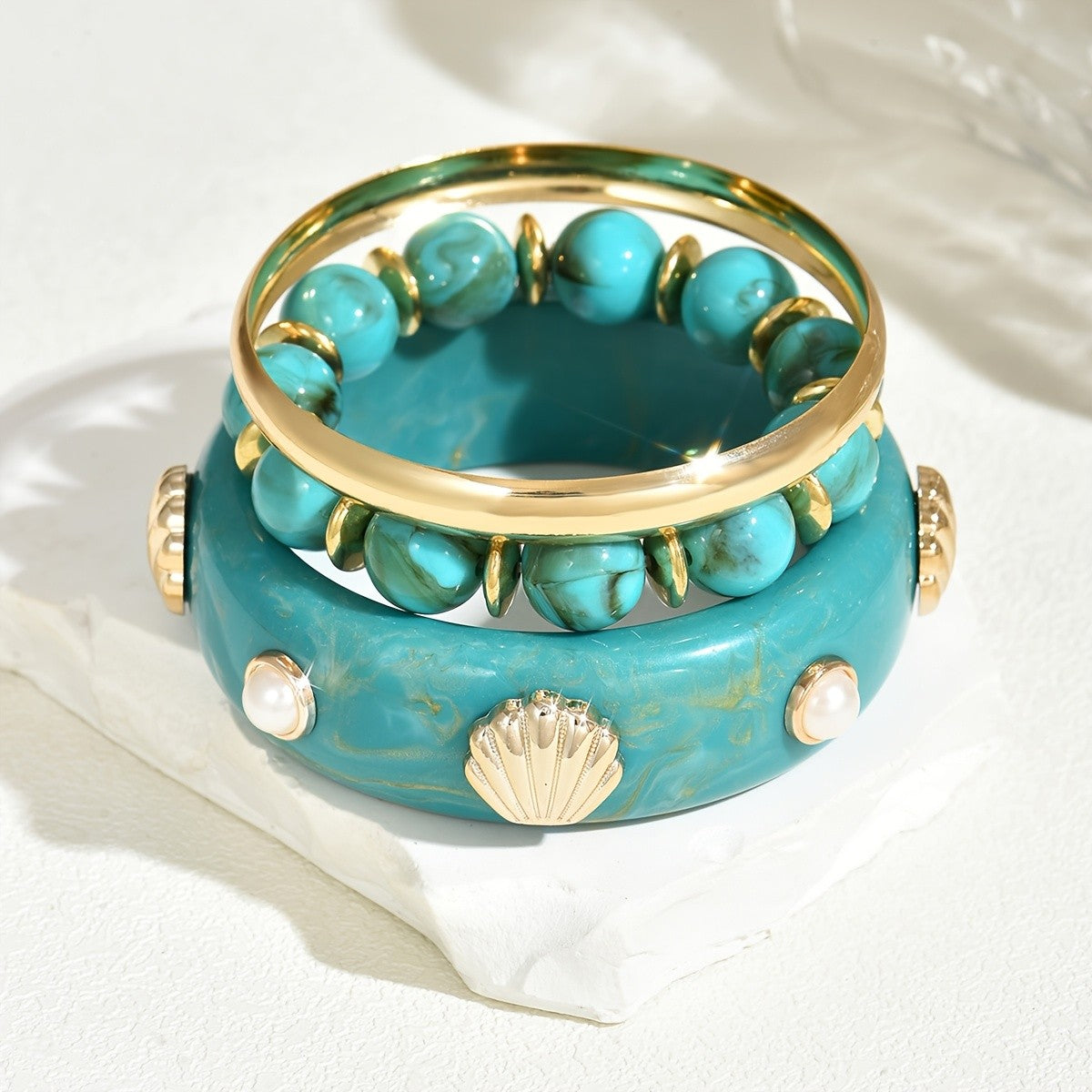 3pc Ocean Drift Shell Bracelet Set