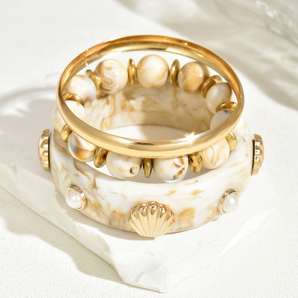 3pc Ocean Drift Shell Bracelet Set