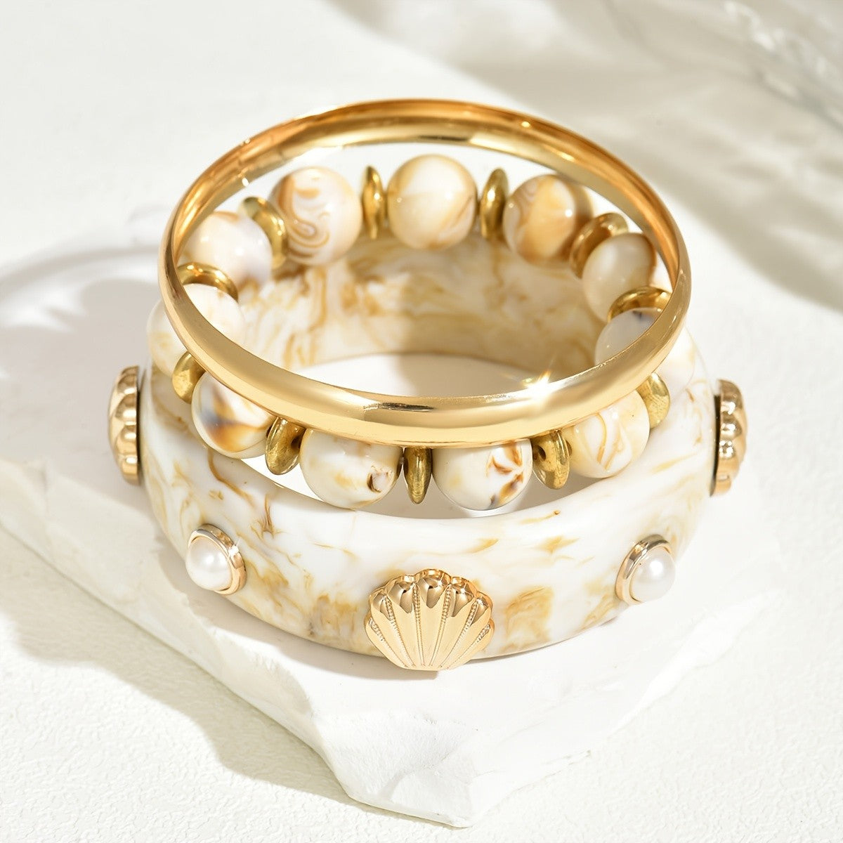 3pc Ocean Drift Shell Bracelet Set