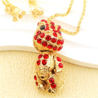 Whimsical Green Gemstone Frog Necklace