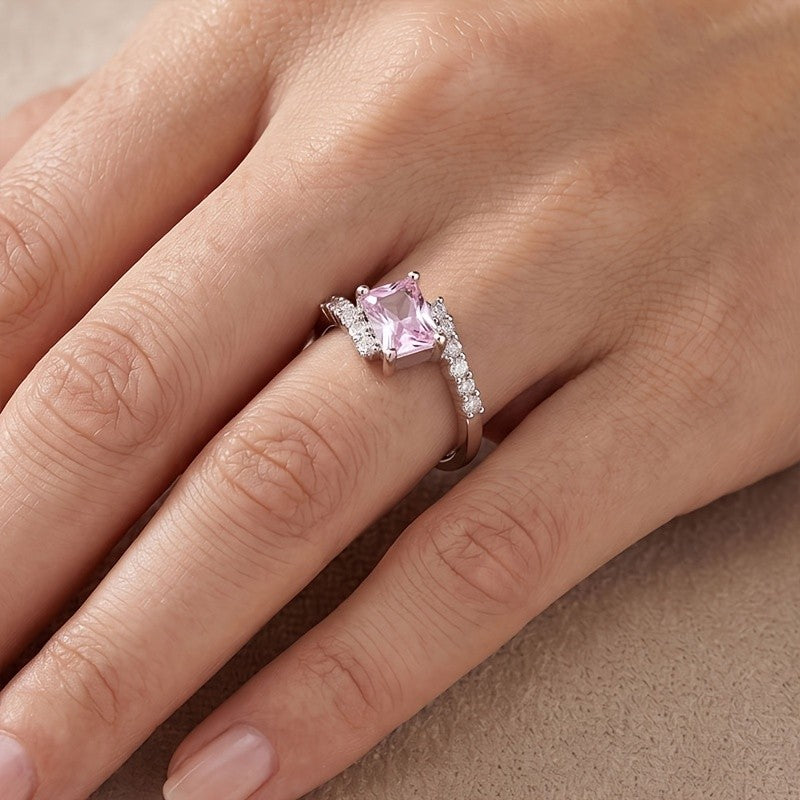 Elegant Square Pink Gemstone Ring