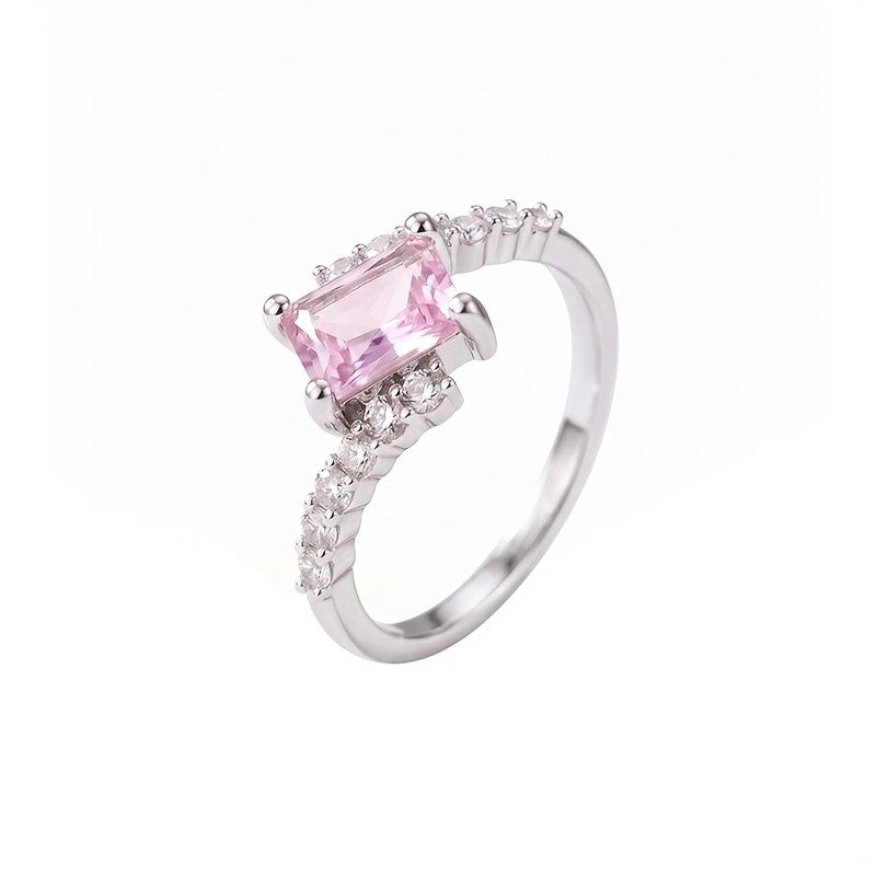 Elegant Square Pink Gemstone Ring