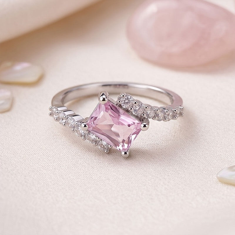 Elegant Square Pink Gemstone Ring