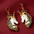 Enamel Unicorn Drop Earrings