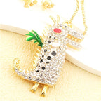 Whimsical Dragon Glass Pendant Necklace