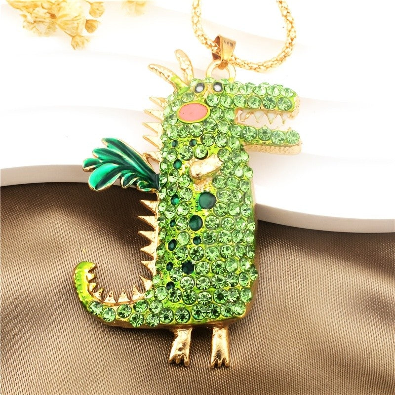 Whimsical Dragon Glass Pendant Necklace