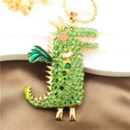 Whimsical Dragon Glass Pendant Necklace