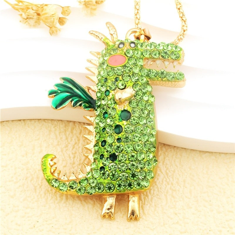 Whimsical Dragon Glass Pendant Necklace