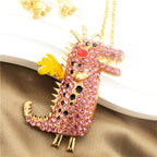 Whimsical Dragon Glass Pendant Necklace