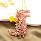 Whimsical Dragon Glass Pendant Necklace