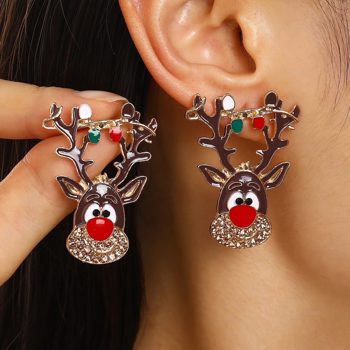 Whimsical Reindeer Drop Earrings