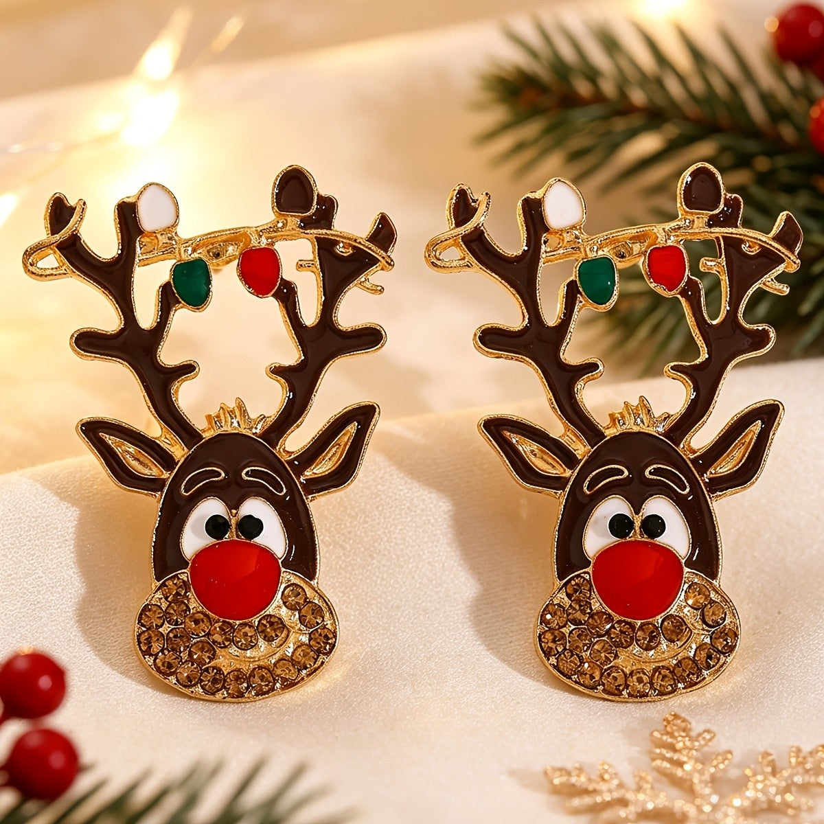 Whimsical Reindeer Drop Earrings
