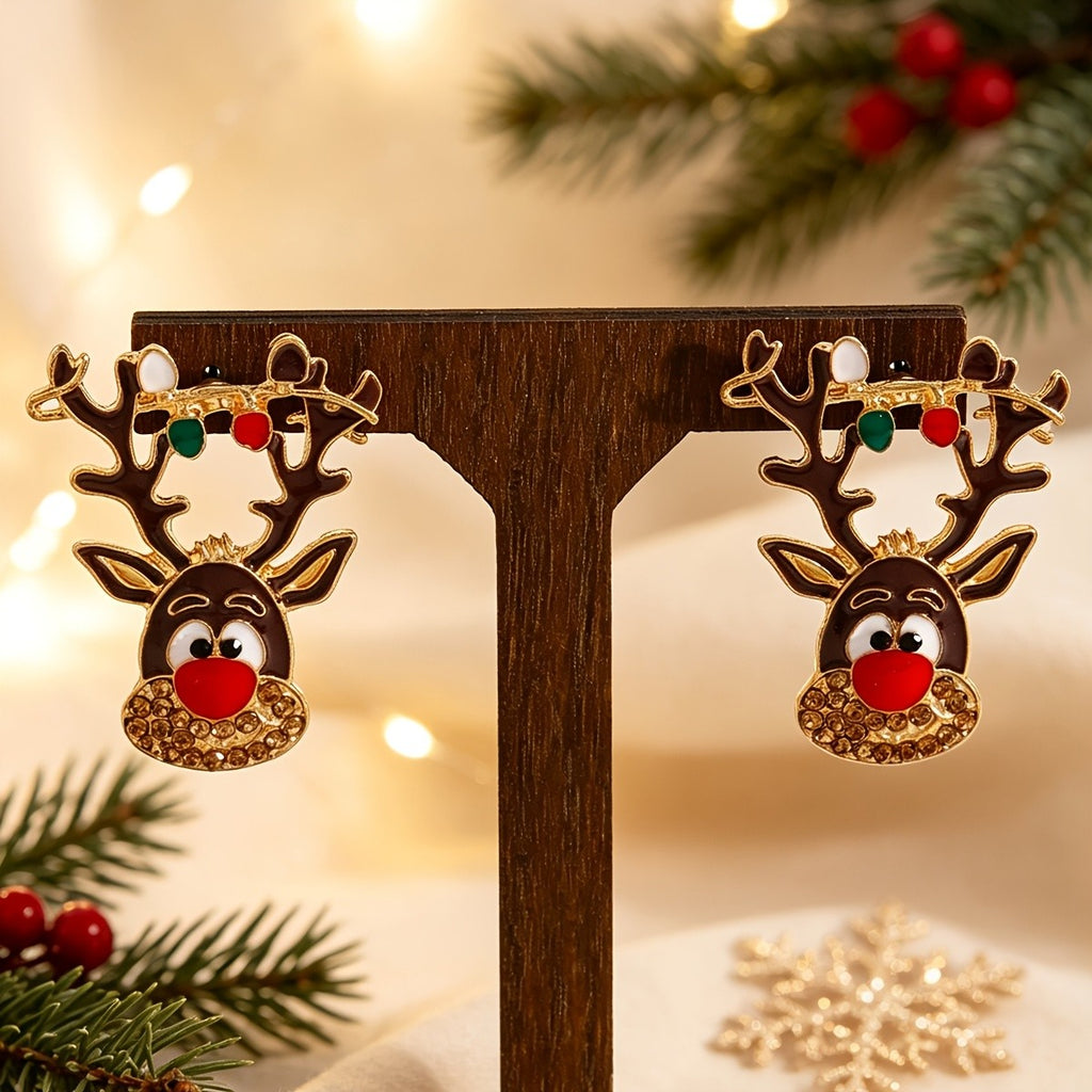 Whimsical Reindeer Drop Earrings