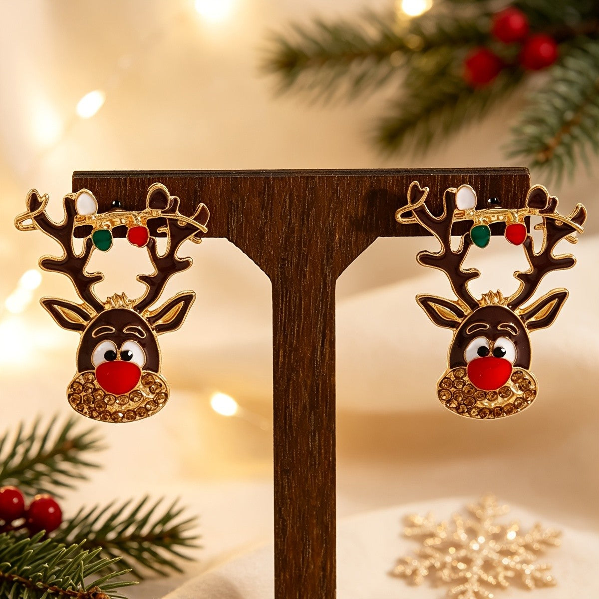 Whimsical Reindeer Drop Earrings