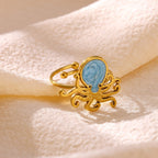 Whimsical Blue Octopus Statement Ring