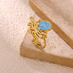 Whimsical Blue Octopus Statement Ring