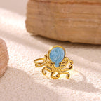 Whimsical Blue Octopus Statement Ring