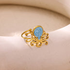 Whimsical Blue Octopus Statement Ring