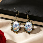 Dragonfly Floral Glass Drop Earrings